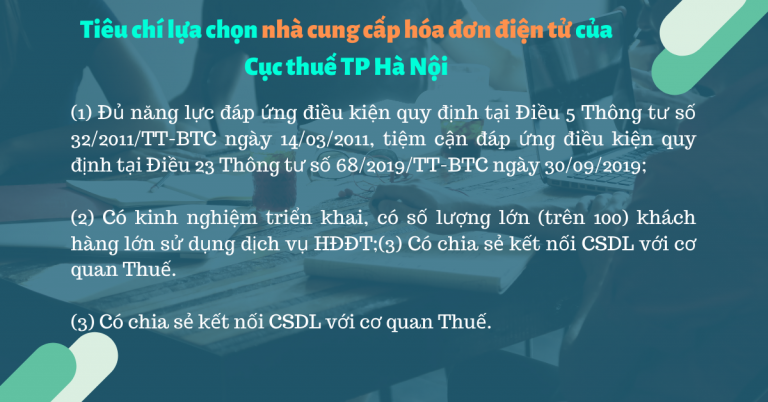 tiêu chí lựa chọn hoá đơn điện tử