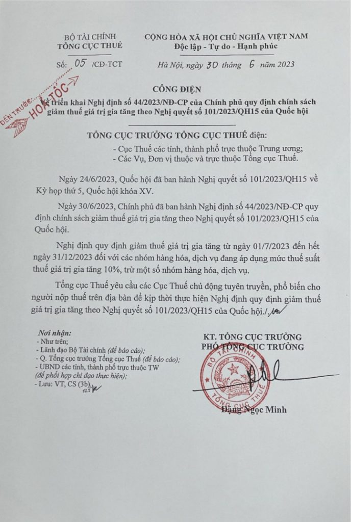 Giảm thuế GTGT 2023