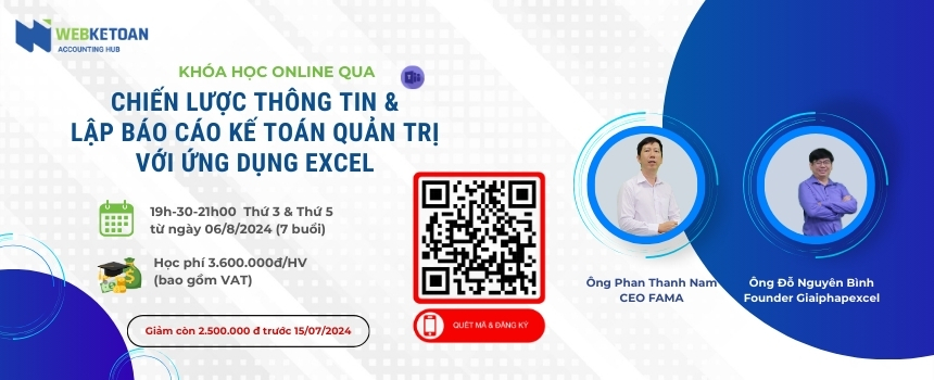 Khoá học chiến lược thông tin và lập báo cáo kế toán quản trị bằng ứng dụng excel
