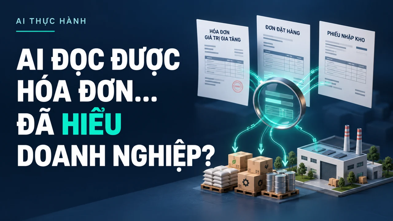 AI đọc hóa đơn, đơn đặt hàng và phiếu nhập kho, kết nối với nguyên liệu và hoạt động sản xuất.