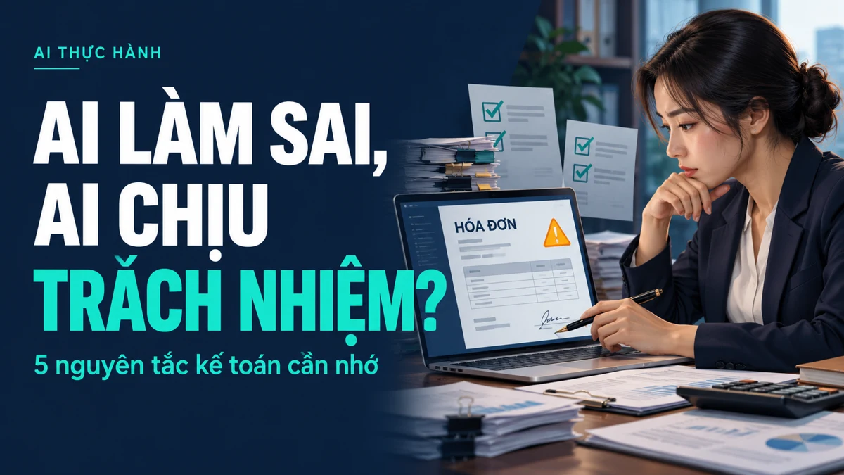Kế toán kiểm tra hóa đơn và kết quả AI trước khi phê duyệt – năm nguyên tắc sử dụng AI có trách nhiệm